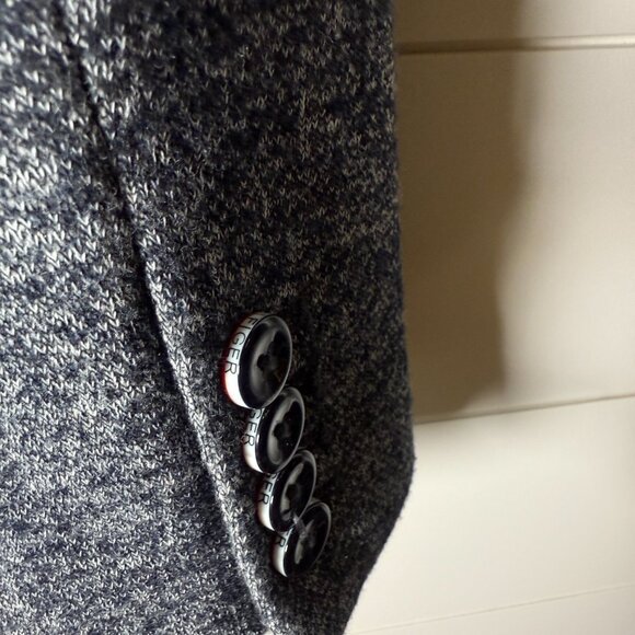 NWOT TOMMY HILFIGER Blazer Jacket Size 12 Navy Heathered Elbow Patches Lined - Picture 10 of 12